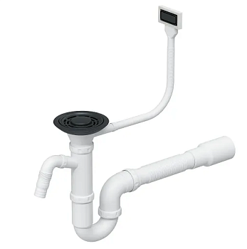 Фото товара: GRANULA сифон одинарный с прямоугольным переливом черный матовый (A2A-1 Black)