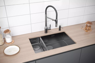 Детальное фото товара: Paulmark NEXT 69/2S UNI, мойка, нержавеющая сталь, вороненая сталь (правая)