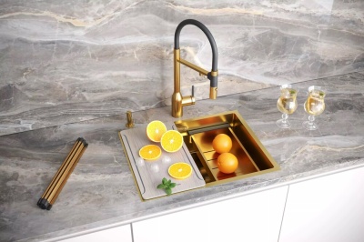 Детальное фото товара: Paulmark NEXT-MULTI SINK 58 UNI, мойка, нержавеющая сталь, брашированное золото