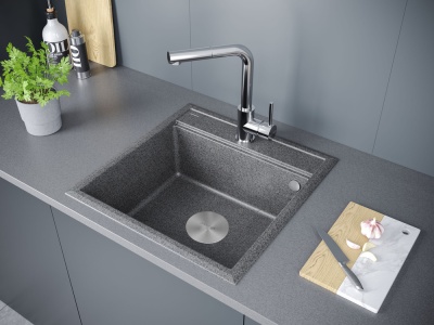 Paulmark STEPIA 50, мойка, гранит, графит Детальное фото товара: Paulmark STEPIA 50, мойка, гранит, графит