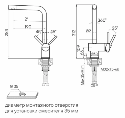 Paulmark SPRING, смеситель, брашированная сталь Детальное фото товара: Paulmark SPRING, смеситель, брашированная сталь