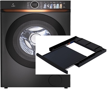 Фото товара: LEX стирка LWM12012BLIDD Lux + сушка LDM10BLD Lux + соед.эл LWM10BL shelf Lux