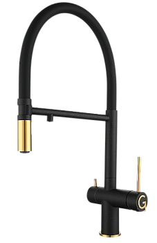 Фото товара: Rivelato ADRIA 1523517 nero/oro, смеситель, гранит, черный/золото