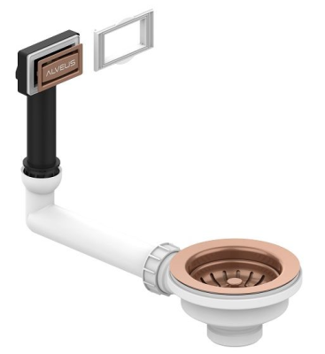 ALVEUS выпуск для мойки 114 COPPER new c рамкой и заглушкой (жесткий отвод)