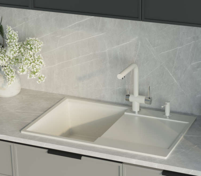 Omoikiri Daisen 78T-PL, мойка, гранит, платина Детальное фото товара: Omoikiri Daisen 78T-PL, мойка, гранит, платина