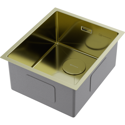 Детальное фото товара: Omoikiri Taki 38-U/IF-LG, мойка, нержавеющая сталь/светлое золото