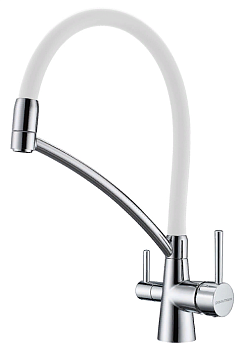 Фото товара: Paulmark SIEGEN, смеситель, хром, белый шланг