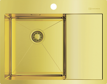 Фото товара: Omoikiri Akisame 65-LG-L, мойка, нержавеющая сталь/светлое золото, чаша слева