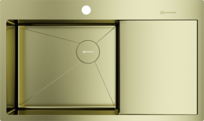 Omoikiri Akisame 86-LG-L Side , мойка, нержавеющая сталь/светлое золото, чаша слева
