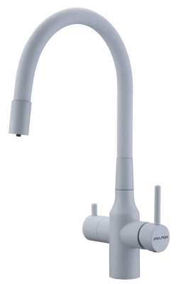 Paulmark SALIX, смеситель, белый матовый, белый шланг