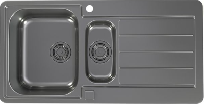 ALVEUS LINE MONARCH 10 ANTHRACITE, мойка, нерж.сталь, антрацит (в компл. с выпуском без сифона)