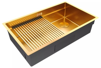 Paulmark NEXT-PRO 74 UNI, мойка, нержавеющая сталь, брашированное золото Детальное фото товара: Paulmark NEXT-PRO 74 UNI, мойка, нержавеющая сталь, брашированное золото