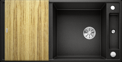 Детальное фото товара: Blanco Axia III XL 6 S, мойка, гранит, черный, разделочный столик ясень