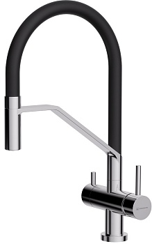 Фото товара: Omoikiri Akeno-C-BL, смеситель, хром/черный