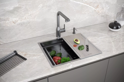 Детальное фото товара: Paulmark NEXT-MULTI SINK 54-L UNI, мойка, нержавеющая сталь, вороненая сталь