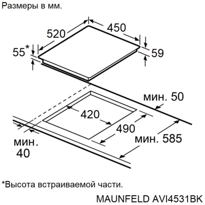 Детальное фото товара: Maunfeld AVI4531BK индукционная поверхность