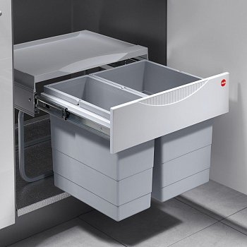 Фото товара: Hailo Space Saving выдвижная мусорная система с 2 ведрами 18 л и 12 л