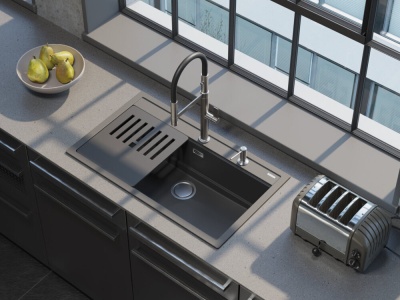 Детальное фото товара: Omoikiri Kitagawa 86-LB-GB, мойка, керамика, графит