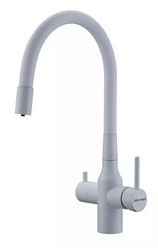 Фото товара: Paulmark SALIX, смеситель, белый матовый, белый шланг
