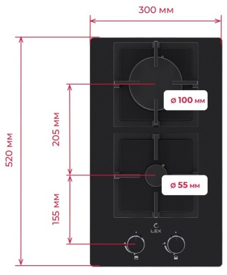 LEX GVG 324 BBL Детальное фото товара: LEX GVG 324 BBL газовая поверхность