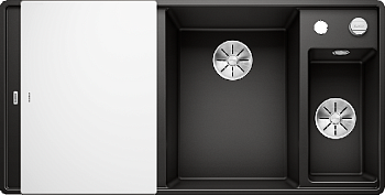 Фото товара: Blanco Axia III 6S-F, мойка, чаша справа, гранит, черный, доска стекло