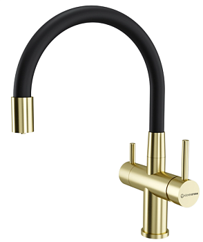 Фото товара: KUCHENSTERN WURM-FE, смеситель, нержавеющая сталь, золото