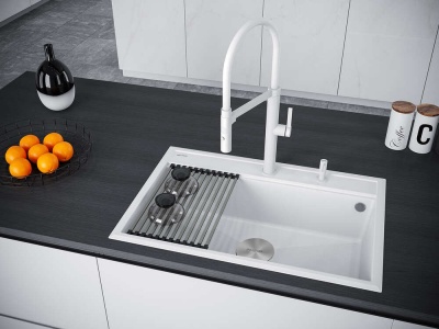 Paulmark STEPIA 80, мойка, гранит, белый Детальное фото товара: Paulmark STEPIA 80, мойка, гранит, белый