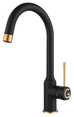 Детальное фото товара: Rivelato GARDA 1923502 nero/oro, смеситель, гранит, черный/золото