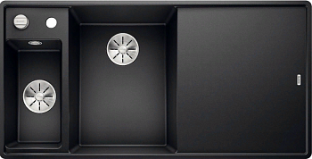 Фото товара: Blanco Axia III 6S-F, мойка, чаша слева, гранит, антрацит, доска ясень