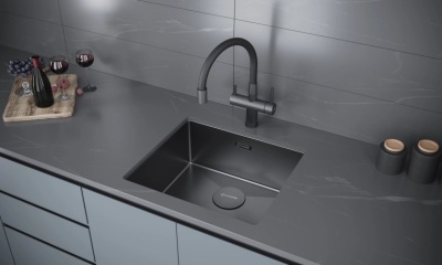 Детальное фото товара: KUCHENSTERN KRAFT 60, мойка, нержавеющая сталь, вороненая сталь