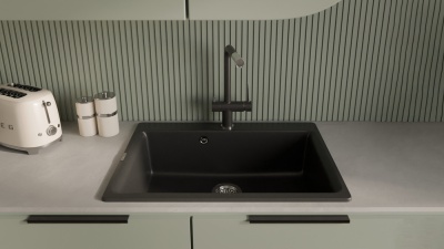 Детальное фото товара: Rivelato LUGANO 1523513, смеситель, гранит, черный 502 хром