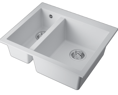 Детальное фото товара: Omoikiri Bosen 59-2-WH, мойка, гранит, белый