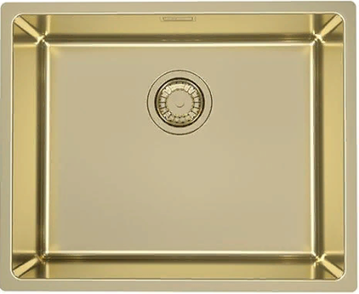 ALVEUS KOMBINO 50 MONARCH GOLD SAT-90, мойка, нерж. сталь, золото (в компл. с выпуском без сифона)