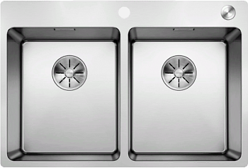 Фото товара: Blanco Andano 340/340-IF-A, мойка, нержавеющая сталь с зеркальной полировкой, с клапаном-автоматом