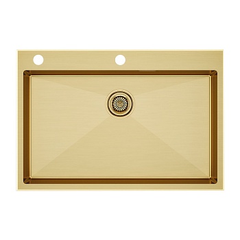 Фото товара: Paulmark KRONER-EDGE 75, мойка, нержавеющая сталь, брашированное золото 