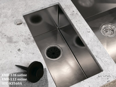 Детальное фото товара: Emar EMB-126A PVD Nano Satine, мойка, нержавеющая сталь сатин
