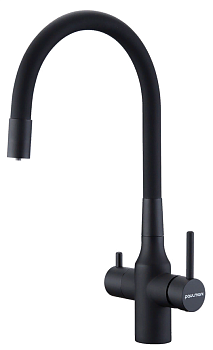 Фото товара: Paulmark SALIX, смеситель, антрацит, черный шланг