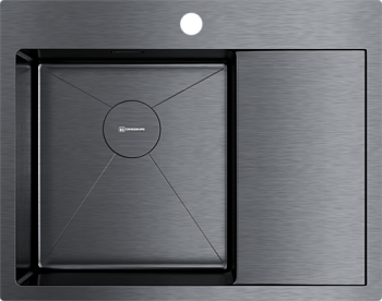 Фото товара: Omoikiri Akisame 65-GM-L, мойка, нержавеющая сталь/вороненая сталь, чаша слева