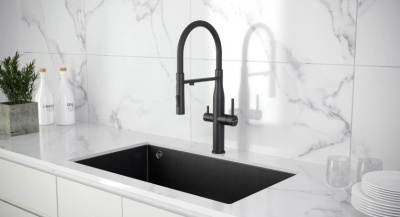 Детальное фото товара: KUCHENSTERN ELIT-FE, смеситель, нержавеющая сталь, черный