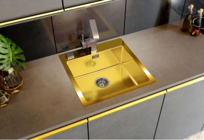 Детальное фото товара: ALVEUS PURE MONARCH 30 GOLD-90 FS, мойка, нержавеющая сталь, медь (в компл. с выпуском без сифона)