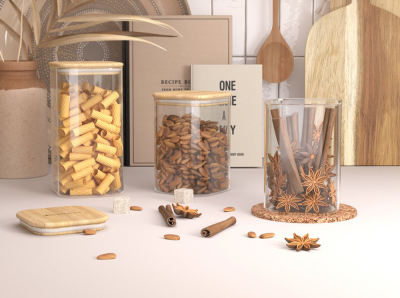 Детальное фото товара: Omoikiri Набор банок для сыпучих продуктов