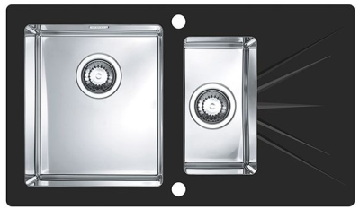 ALVEUS KARAT 20, мойка, нержавеющая сталь/стекло, черный (в компл.с сифоном 1092272)