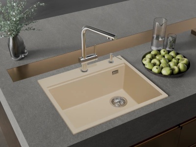 Детальное фото товара: Rivelato TESORO TR-605-R beige scuro, мойка, гранит, тёмно-бежевый