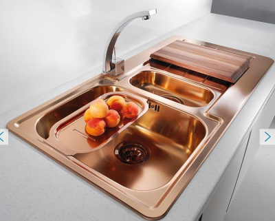 ALVEUS LINE MONARCH 10 COPPER, мойка, нерж.сталь, медный (в компл. с выпуском без сифона)