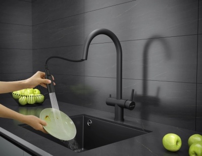 Детальное фото товара: KUCHENSTERN BRUNN-FS, смеситель, гранит, черный
