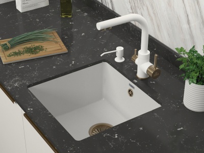 Paulmark GERA 50, мойка, гранит, белый Детальное фото товара: Paulmark GERA 50, мойка, гранит, белый