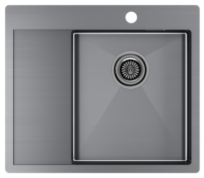 Детальное фото товара: Paulmark KRONER 59F, мойка, нержавеющая сталь, вороненая сталь, правая