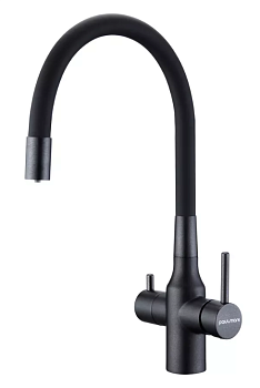 Фото товара: Paulmark SALIX, смеситель, черный, черный шланг