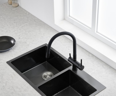 Emar EC-3015 Black, смеситель, черный Детальное фото товара: Emar EC-3015 Black, смеситель, черный