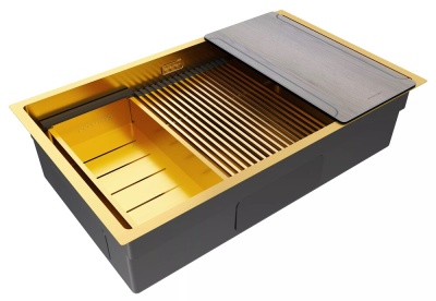 Детальное фото товара: Paulmark NEXT-MULTI SINK 74 UNI, мойка, нержавеющая сталь, брашированное золото